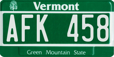 VT license plate AFK458