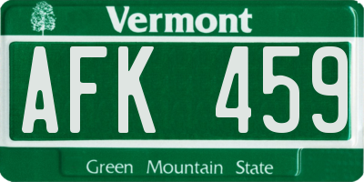 VT license plate AFK459
