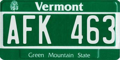 VT license plate AFK463