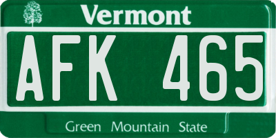 VT license plate AFK465