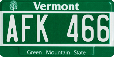 VT license plate AFK466