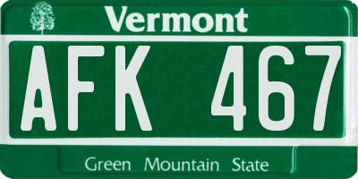 VT license plate AFK467