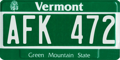 VT license plate AFK472