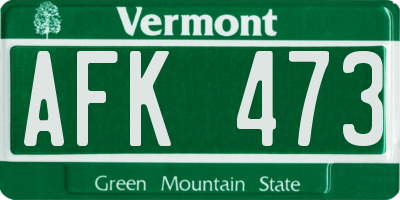 VT license plate AFK473