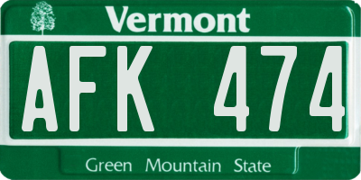 VT license plate AFK474