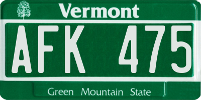 VT license plate AFK475