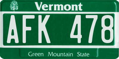 VT license plate AFK478