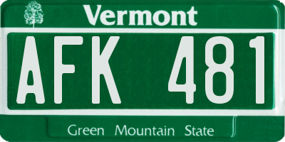 VT license plate AFK481