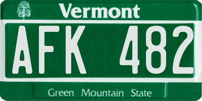 VT license plate AFK482
