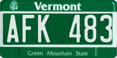 VT license plate AFK483