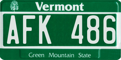 VT license plate AFK486