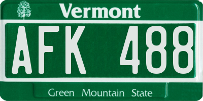 VT license plate AFK488