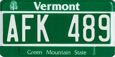 VT license plate AFK489