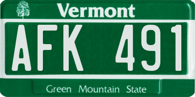 VT license plate AFK491