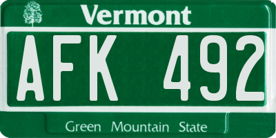 VT license plate AFK492