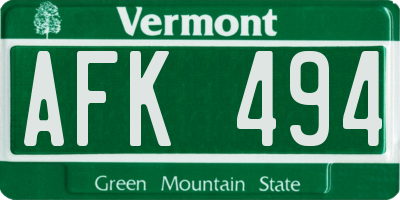 VT license plate AFK494