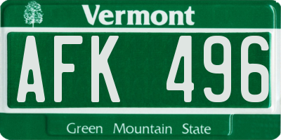 VT license plate AFK496