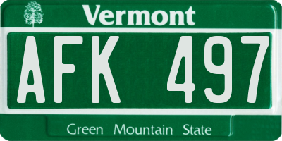 VT license plate AFK497