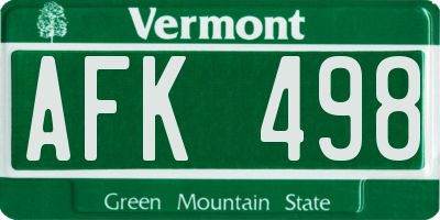 VT license plate AFK498