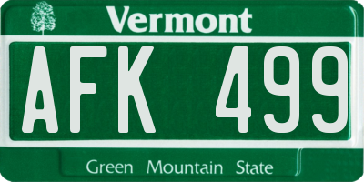 VT license plate AFK499