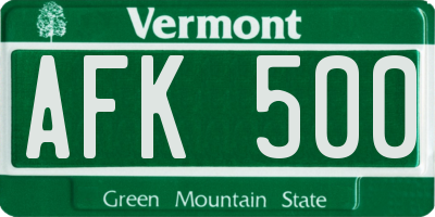 VT license plate AFK500