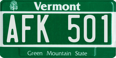 VT license plate AFK501