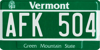 VT license plate AFK504
