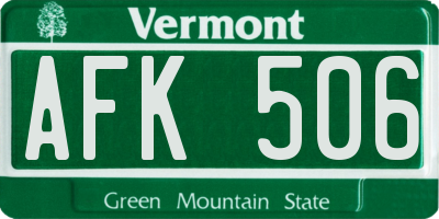 VT license plate AFK506