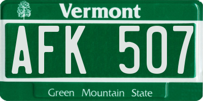 VT license plate AFK507