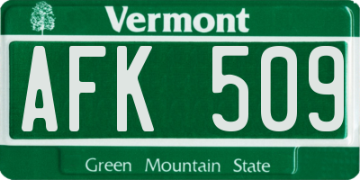 VT license plate AFK509