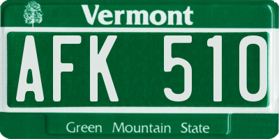 VT license plate AFK510