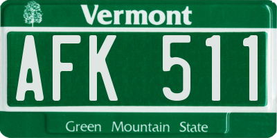 VT license plate AFK511