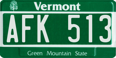 VT license plate AFK513