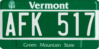 VT license plate AFK517