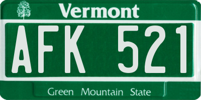 VT license plate AFK521