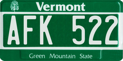 VT license plate AFK522
