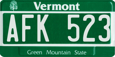 VT license plate AFK523