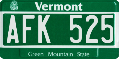 VT license plate AFK525