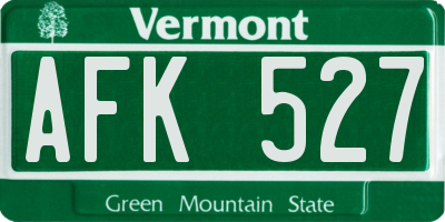 VT license plate AFK527