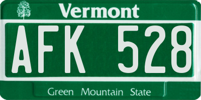 VT license plate AFK528