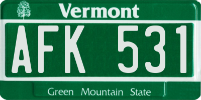 VT license plate AFK531