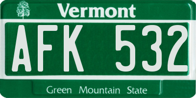 VT license plate AFK532