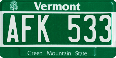 VT license plate AFK533