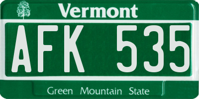 VT license plate AFK535