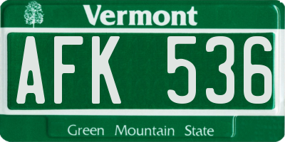 VT license plate AFK536