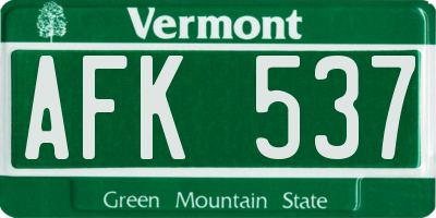 VT license plate AFK537