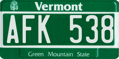 VT license plate AFK538