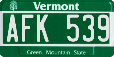 VT license plate AFK539