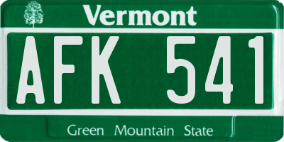 VT license plate AFK541