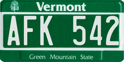 VT license plate AFK542
